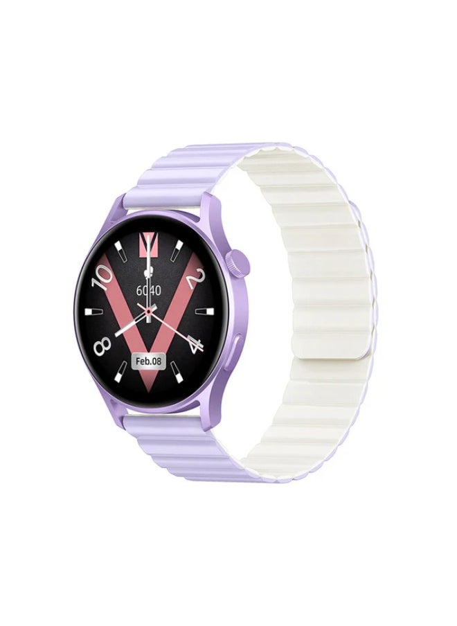 KIESLECT Lady Watch Lora Calling Smartwatch With 1.32" AMOLED Touch Screen/24H Heart Rate & SPO2 & Sleep Monitor/Female Menstrual Reminder/70-Sport Modes/Single Magnetic Straps(Purple)  - Image 1