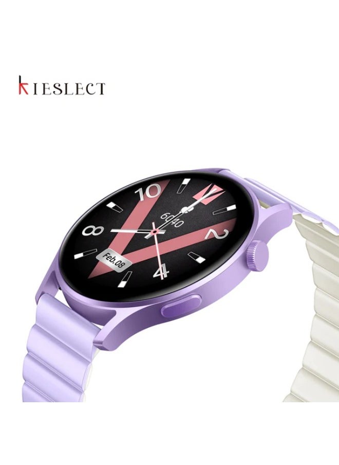 KIESLECT Lady Watch Lora Calling Smartwatch With 1.32" AMOLED Touch Screen/24H Heart Rate & SPO2 & Sleep Monitor/Female Menstrual Reminder/70-Sport Modes/Single Magnetic Straps(Purple)  - Image 2