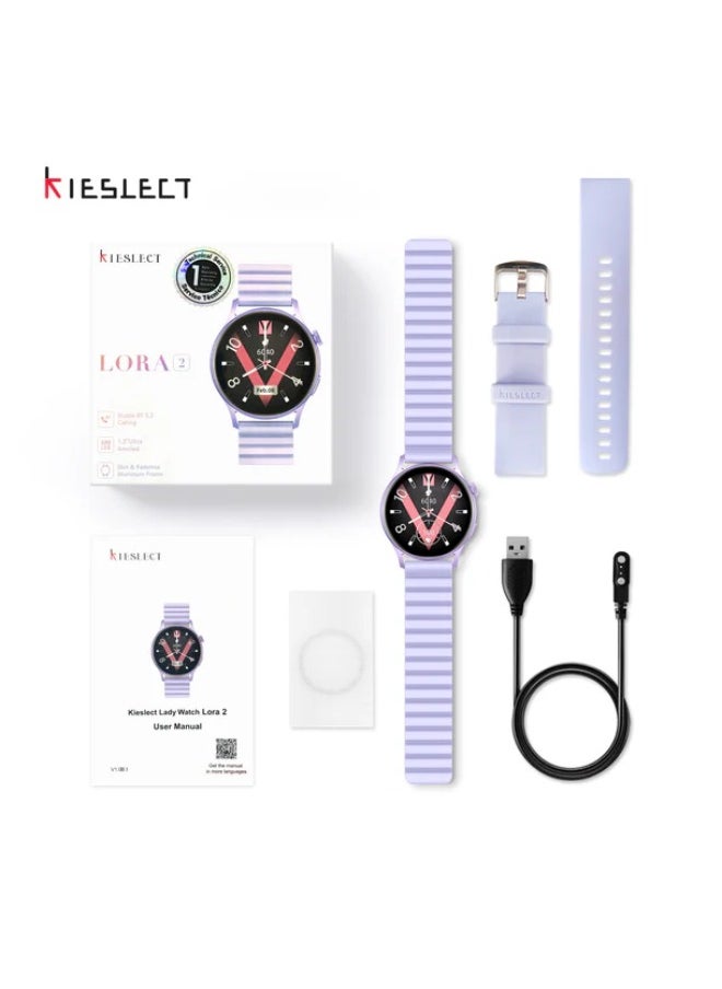 KIESLECT Lady Watch Lora Calling Smartwatch With 1.32" AMOLED Touch Screen/24H Heart Rate & SPO2 & Sleep Monitor/Female Menstrual Reminder/70-Sport Modes/Single Magnetic Straps(Purple)  - Image 4