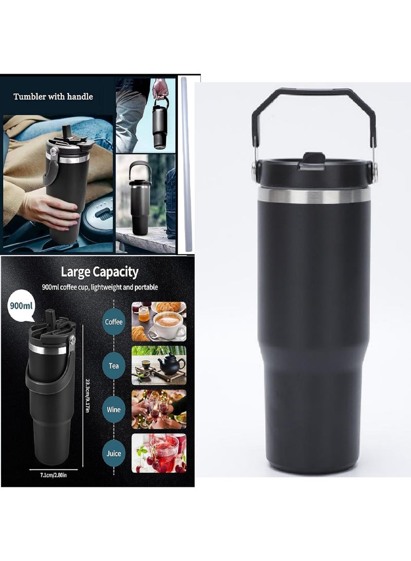 Portable Travel Mug with Built-in Handle, 900ml - 3 Ways to Drink - Image 1