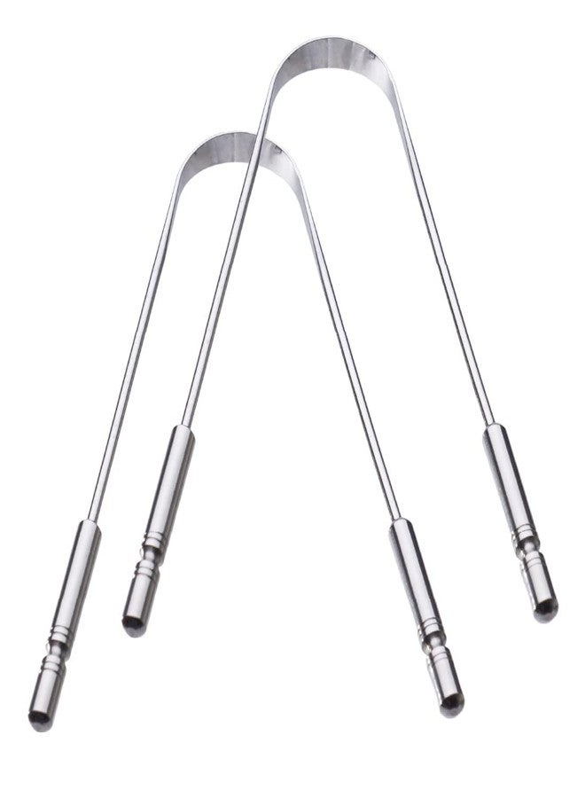 إيفن منظف لسان من قطعتين للرجال والنساء، مصنوع من الفولاذ المقاوم للصدأ النقي، لنَفَسٍ منعش، وتحسين حاسة التذوق، وإزالة البكتيريا. (فولاذ، قطعتان، M1) - Image 1