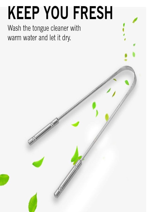إيفن منظف لسان من قطعتين للرجال والنساء، مصنوع من الفولاذ المقاوم للصدأ النقي، لنَفَسٍ منعش، وتحسين حاسة التذوق، وإزالة البكتيريا. (فولاذ، قطعتان، M1) - Image 4