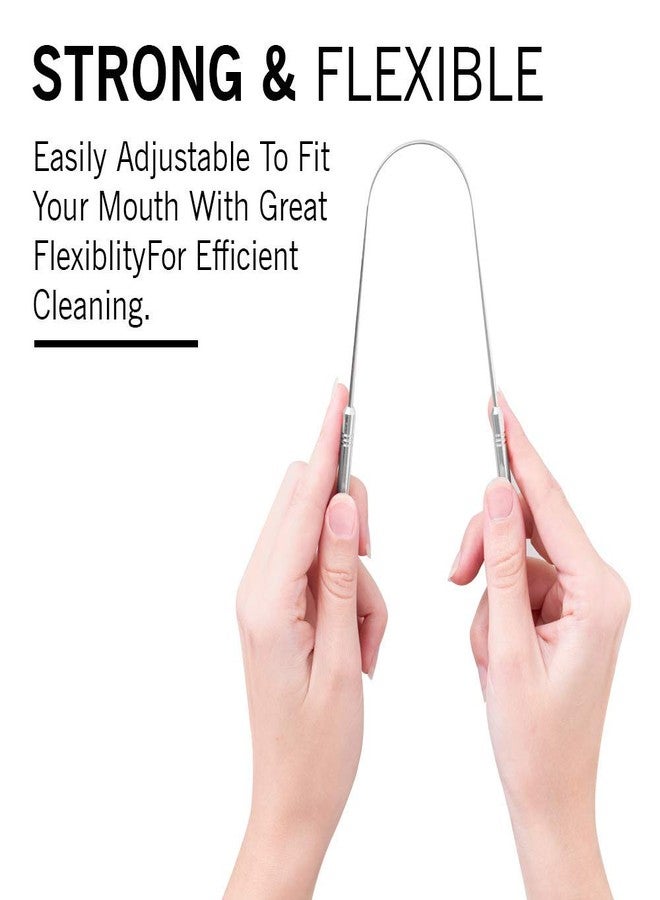 إيفن منظف لسان من قطعتين للرجال والنساء، مصنوع من الفولاذ المقاوم للصدأ النقي، لنَفَسٍ منعش، وتحسين حاسة التذوق، وإزالة البكتيريا. (فولاذ، قطعتان، M1) - Image 3