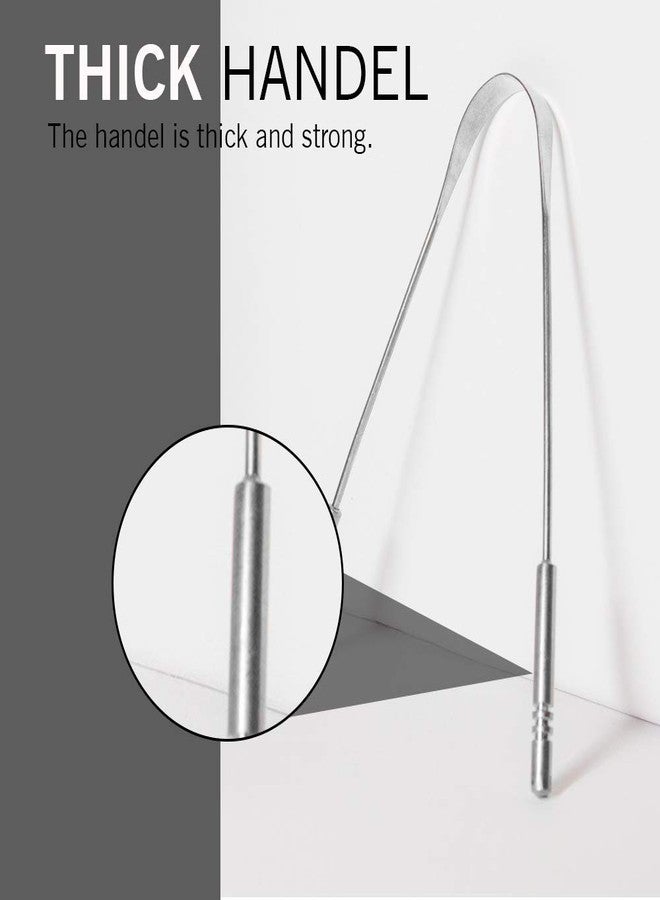 إيفن منظف لسان من قطعتين للرجال والنساء، مصنوع من الفولاذ المقاوم للصدأ النقي، لنَفَسٍ منعش، وتحسين حاسة التذوق، وإزالة البكتيريا. (فولاذ، قطعتان، M1) - Image 2