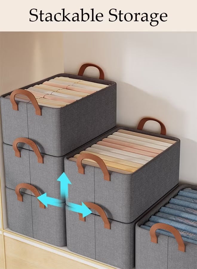 3pcs Wardrobe Clothes Organizer Foldable Closet Storage Organizer for Clothes Jeans Washable Closet Storage Boxes with Carrying Handles Cube Storage Bin for Home Bedroom Office - Image 2