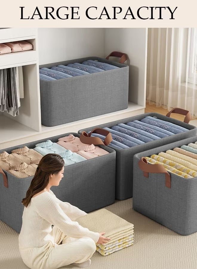3pcs Wardrobe Clothes Organizer Foldable Closet Storage Organizer for Clothes Jeans Washable Closet Storage Boxes with Carrying Handles Cube Storage Bin for Home Bedroom Office - Image 5