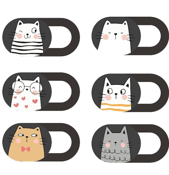 Mizi Webcam Privacy Cover Slide [6 Pack], Cute Camera Blocker Sticker, Protect Your Privacy and Security for Computer, Laptop, Tablets & Phones - Cat - Image 2