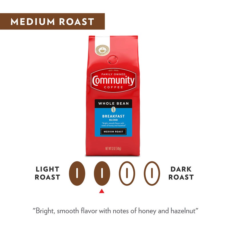 Community Coffee Breakfast Blend Whole Bean Coffee, Medium Roast, 72 Ounce (12 Ounce Bags, Pack of 6) - Image 5