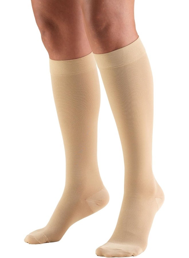 Truform Truform 20-30 mmHg Compression Stockings for Men and Women, Knee High Length, Closed Toe, Beige, Large - Image 1