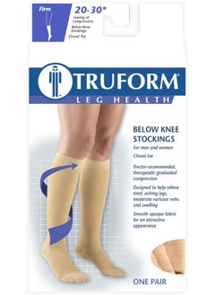 Truform Truform 20-30 mmHg Compression Stockings for Men and Women, Knee High Length, Closed Toe, Beige, Large  - Image 5