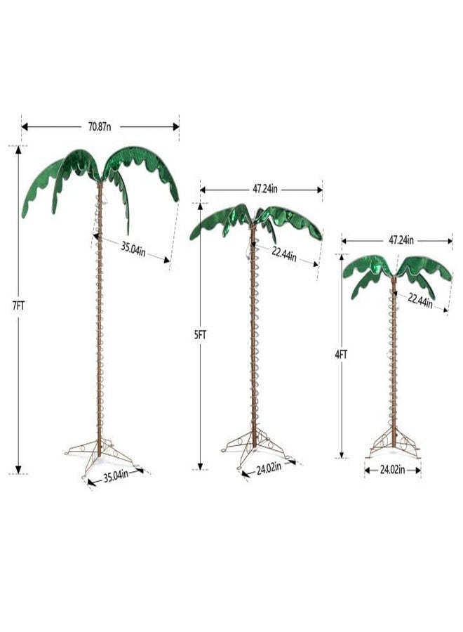VINGLI 5FT Lighted Palm Tree for Outside Patio Christmas Trees for Outdoor Decorations LED Artificial Palm Tree for Pool Lawn Party - Image 3