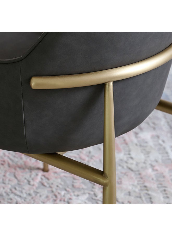 AL HUZAIFA FURNITURE - Mister Dining Chair In Dark Grey Recycle Leather And Copper Brush Stainless Steel Legs - Image 1