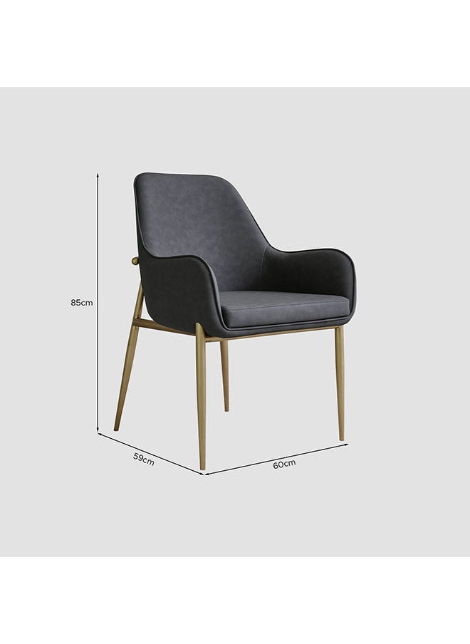 AL HUZAIFA FURNITURE - Mister Dining Chair In Dark Grey Recycle Leather And Copper Brush Stainless Steel Legs - Image 1