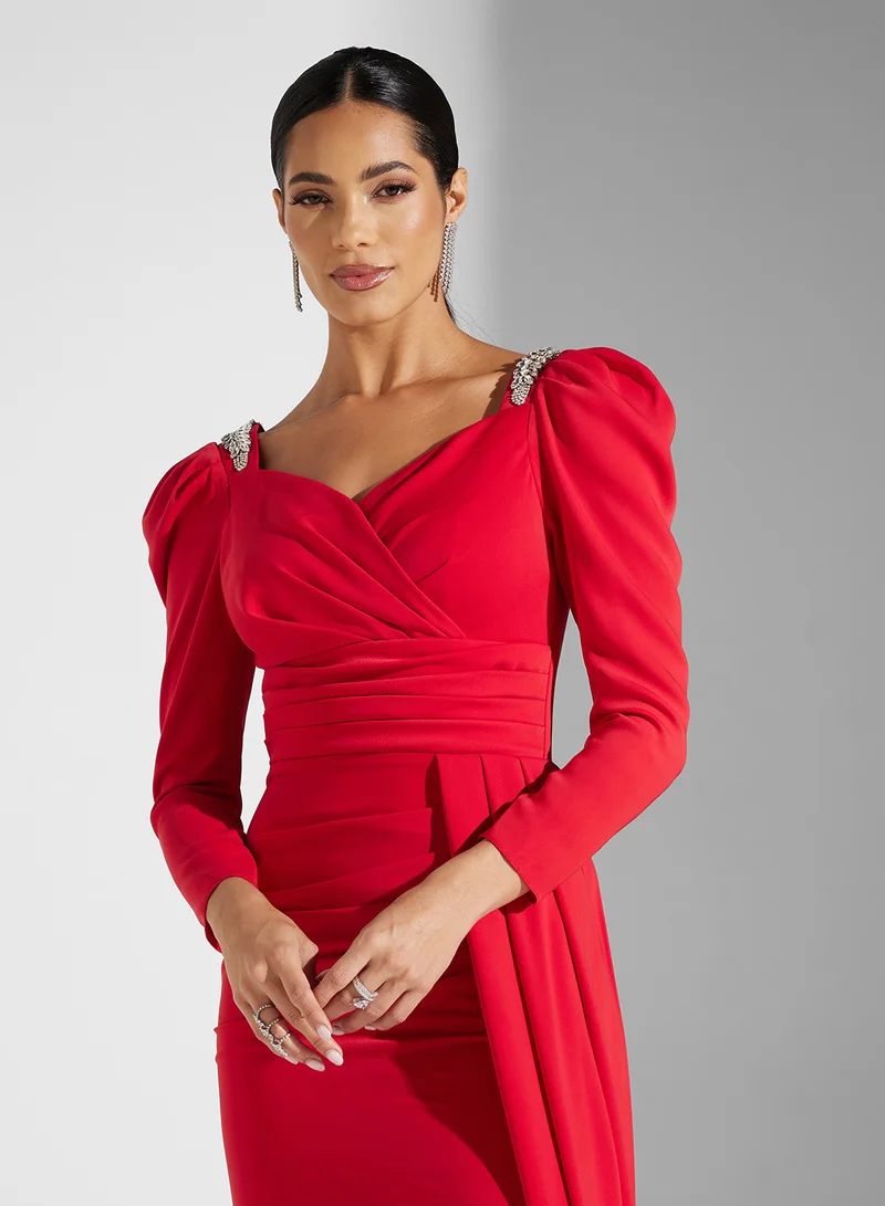 Akadia Fashion Long Sleeve Gown Dress