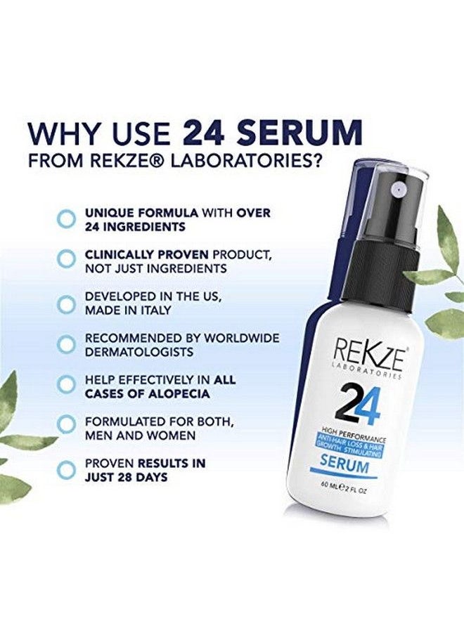 rekze - 24 Serum Treatment Clinically Proven Best Unique Regrowth Formula With 24 Premium Ingredients For Hair Thickening Antihair Loss & Thinning Hair Dht Blocker For Pattern Baldness/Alopecia - Image 1