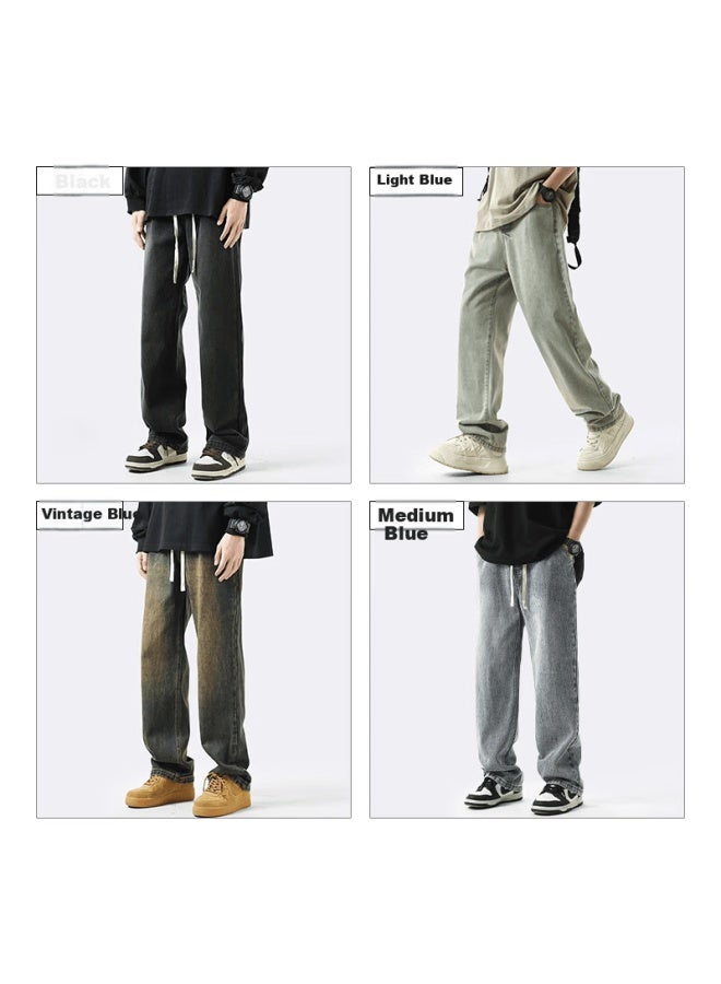 Paul Frank Men's Spring Straight-leg Pants Loose Fit New Trendy Casual American Style Autumn Winter Denim Jeans Youth Long Pants - Image 2
