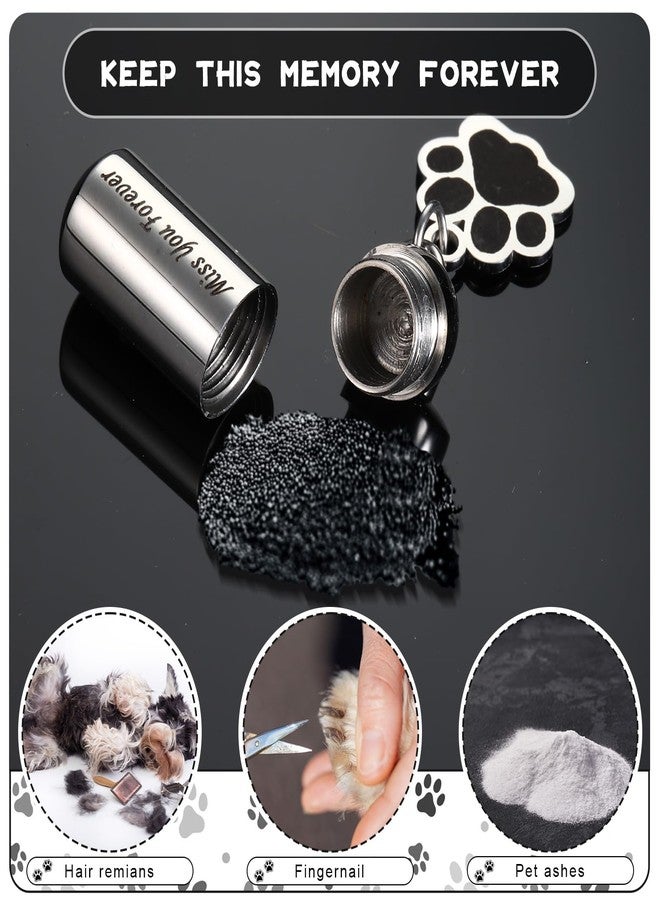 Kigeli 4 Pcs Pet Ashes Keepsake Keychain for Dog Pet Ashes Urn with 4 Pcs Filling Tools Memorial Cylinder Cat Cremation Jewelry Pend Paw Print Urn Pendant 2 Styles - Image 4