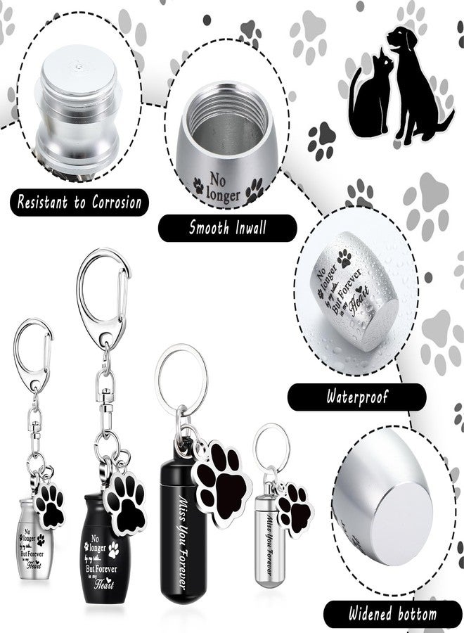 Kigeli 4 Pcs Pet Ashes Keepsake Keychain for Dog Pet Ashes Urn with 4 Pcs Filling Tools Memorial Cylinder Cat Cremation Jewelry Pend Paw Print Urn Pendant 2 Styles - Image 2