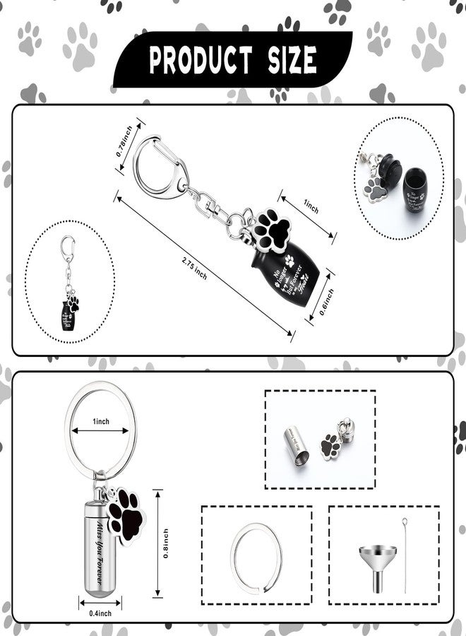 Kigeli 4 Pcs Pet Ashes Keepsake Keychain for Dog Pet Ashes Urn with 4 Pcs Filling Tools Memorial Cylinder Cat Cremation Jewelry Pend Paw Print Urn Pendant 2 Styles - Image 5