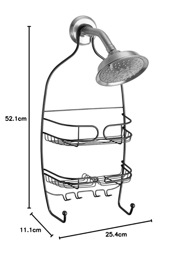InterDesign Neo Bathroom Shower Caddy With Hooks For Razors Towels And Fits Most Shower Heads Matte Black - Image 5