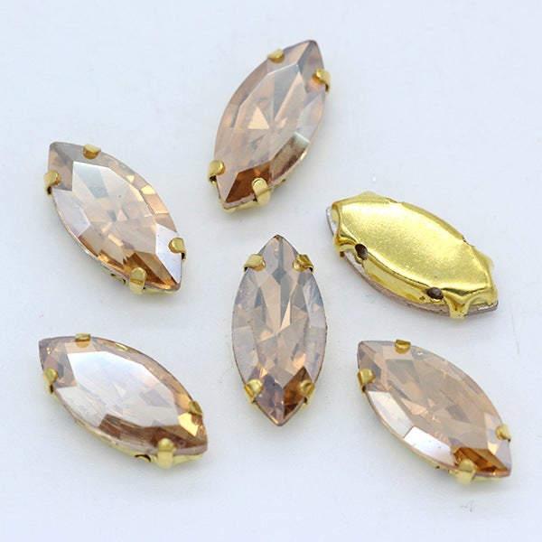 Wholesale horse eye crystal glass claw drill multi-specification hand-stitched claw drill DIY clothing wedding dress bag shoes accessories Golden Champagne 