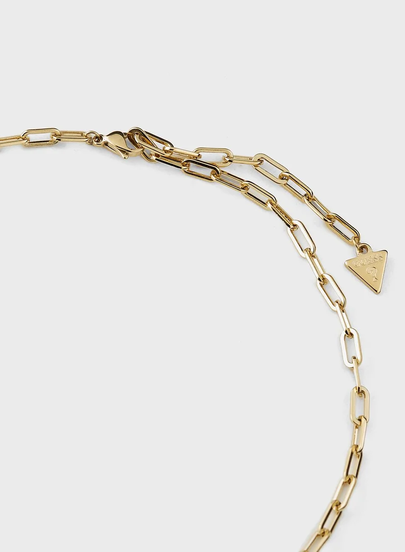 GUESS Double Heart Paperlinks Chain Necklace