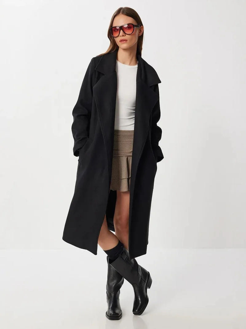 إسطنبول الساحرة ISTANBUL Textured Double Breasted Long Overcoat