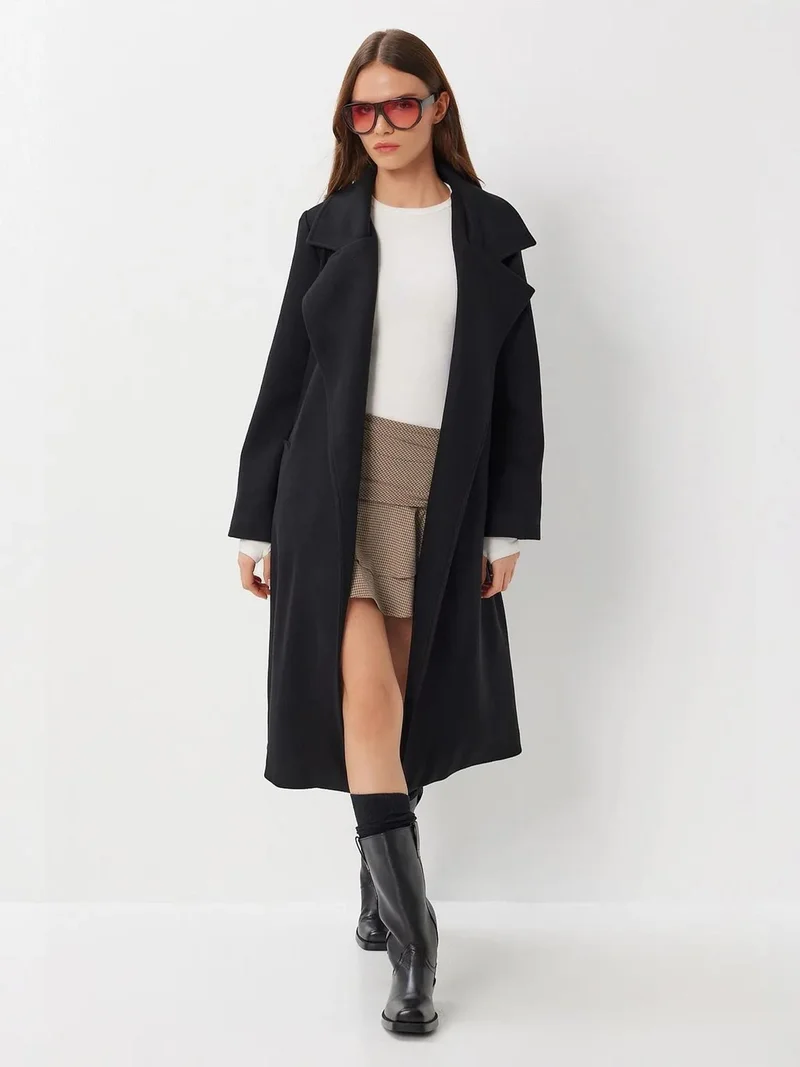 إسطنبول الساحرة ISTANBUL Textured Double Breasted Long Overcoat