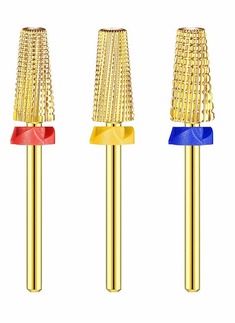 Carbide Nail Drill Bit Use for both Left to Right Handed, 3/32 Inch Nail Bit for Fast Remove Acrylic Gel Nail 3 Pieces Nail Carbide 5 in 1 Bit Multi-function Tapered Shaping Nail Drill