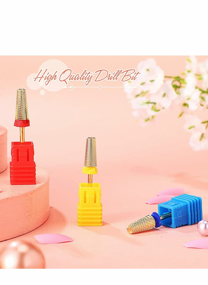 Generic - Carbide Nail Drill Bit Use for both Left to Right Handed, 3/32 Inch Nail Bit for Fast Remove Acrylic Gel Nail 3 Pieces Nail Carbide 5 in 1 Bit Multi-function Tapered Shaping Nail Drill - Image 1