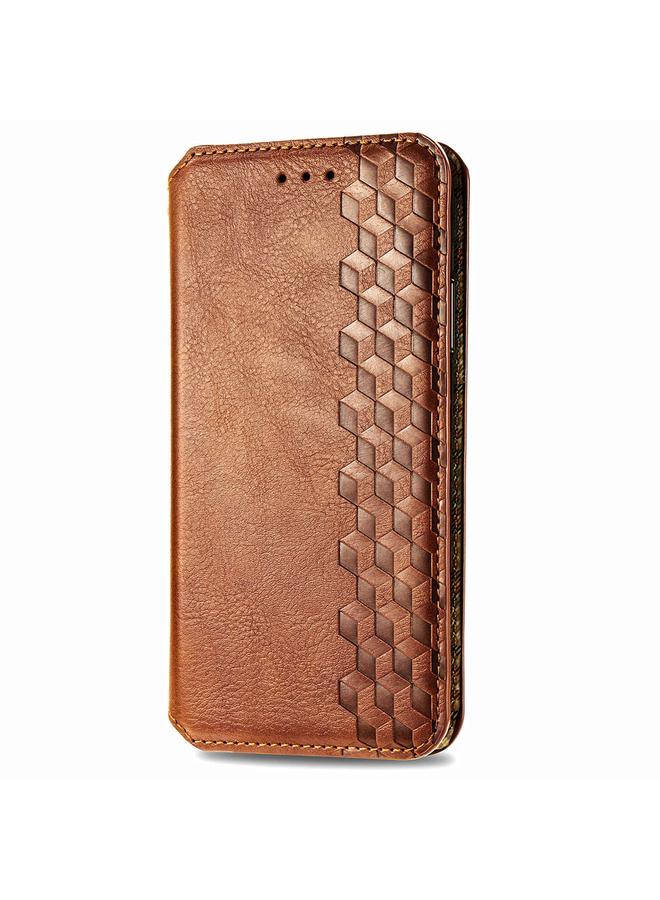 جرين تايجر جراب لهاتف Infinix Hot 40i، جراب هاتف جلدي مغناطيسي مضغوط بشبكة مكعبة - Image 2