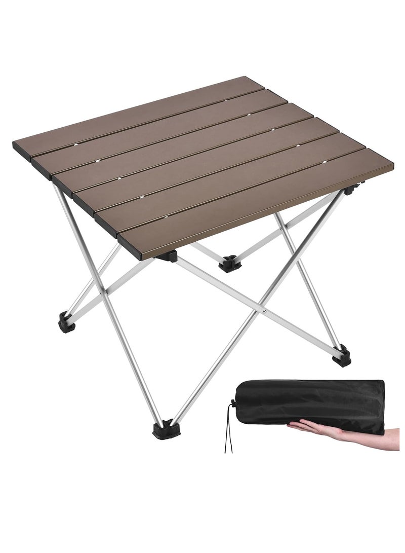 Loquat Large Folding Camping Table with Aluminum Table Top, Beach Table for Sand with Carrying Bag,Prefect for Outdoor, Picnic, BBQ, Cooking, Festival (Brown) - Image 1