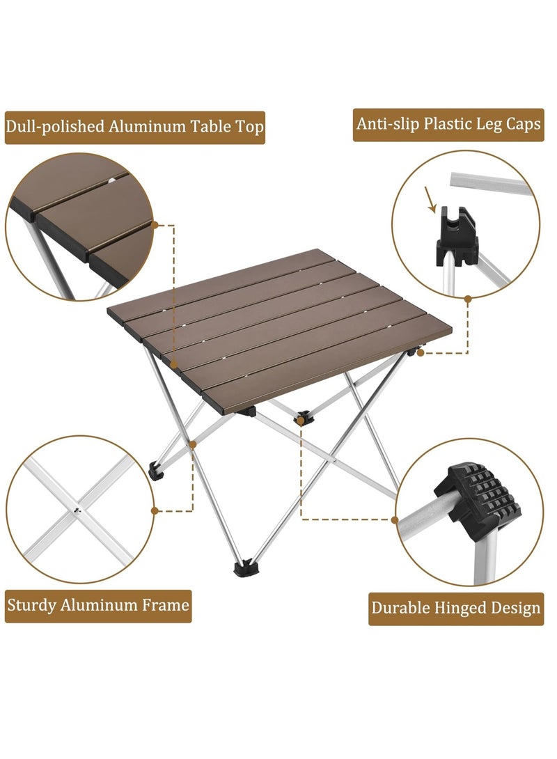 Loquat Large Folding Camping Table with Aluminum Table Top, Beach Table for Sand with Carrying Bag,Prefect for Outdoor, Picnic, BBQ, Cooking, Festival (Brown) - Image 4