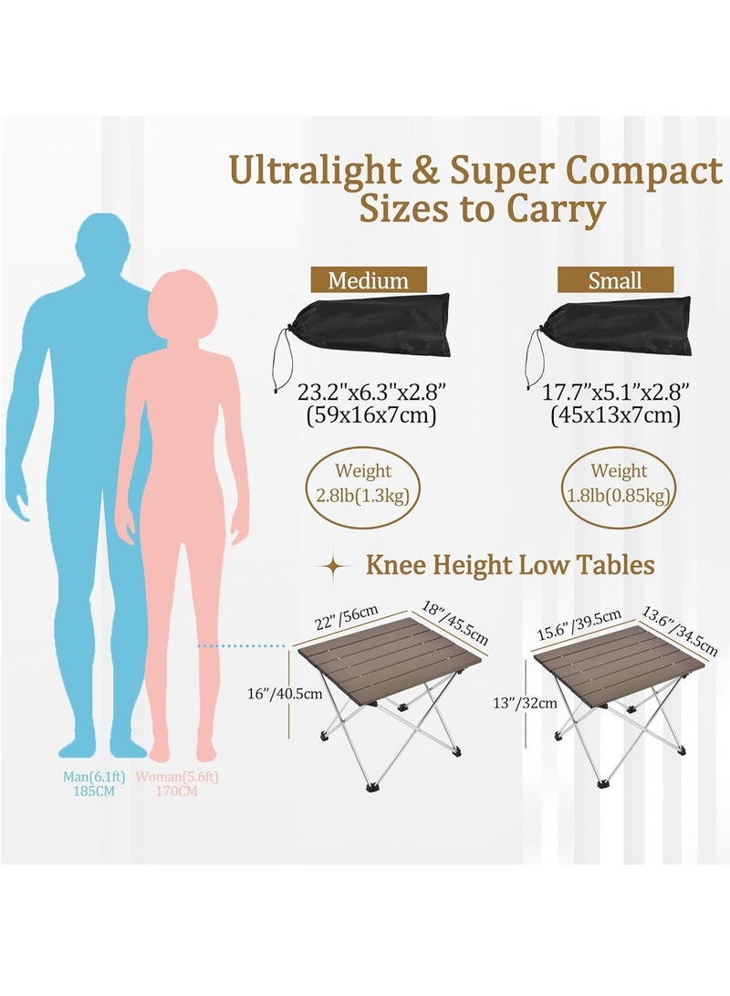 Loquat Large Folding Camping Table with Aluminum Table Top, Beach Table for Sand with Carrying Bag,Prefect for Outdoor, Picnic, BBQ, Cooking, Festival (Brown) - Image 2
