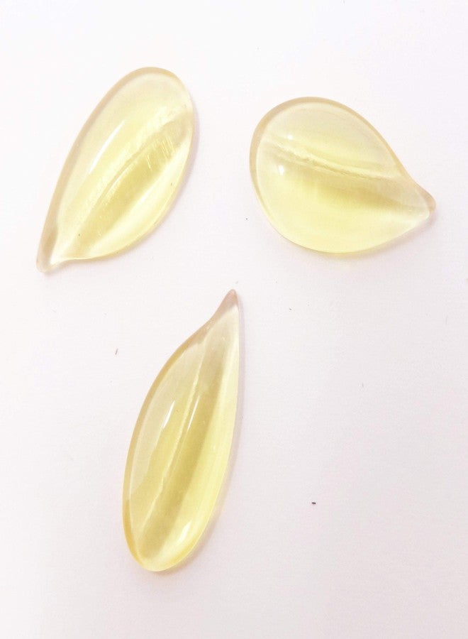 Excel Impex Full Flat Bottom Gopi Shaped Glass Crystals, Glass Pebbles Glass Gems for Decoration, Making Crafts or Aquarium Decor(22 mm x 10mm x 4mm Size)- Set of 50 | Color Yellow - Image 2