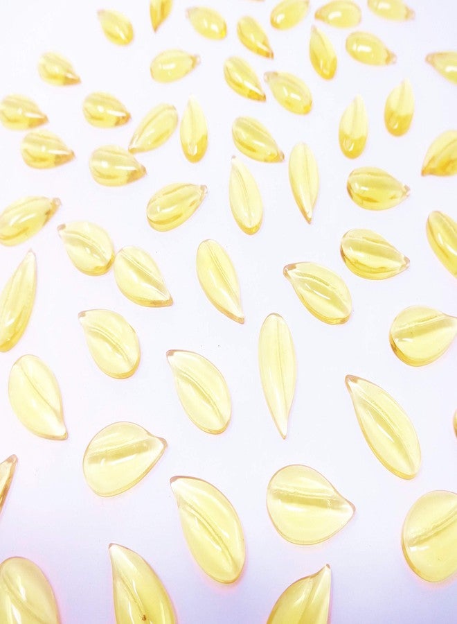 Excel Impex Full Flat Bottom Gopi Shaped Glass Crystals, Glass Pebbles Glass Gems for Decoration, Making Crafts or Aquarium Decor(22 mm x 10mm x 4mm Size)- Set of 50 | Color Yellow - Image 1