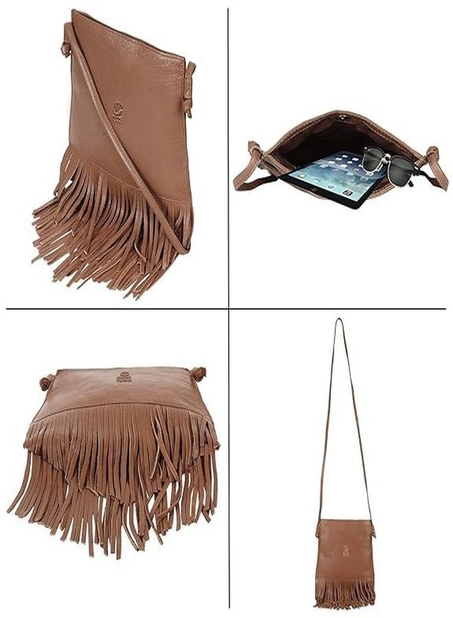 RUSTIC TOWN Full Grain Leather Fringe Shoulder Bag for Women - Latest Trendy Fashion Crossbody Sling Bag for Girls (Brown) - Image 4