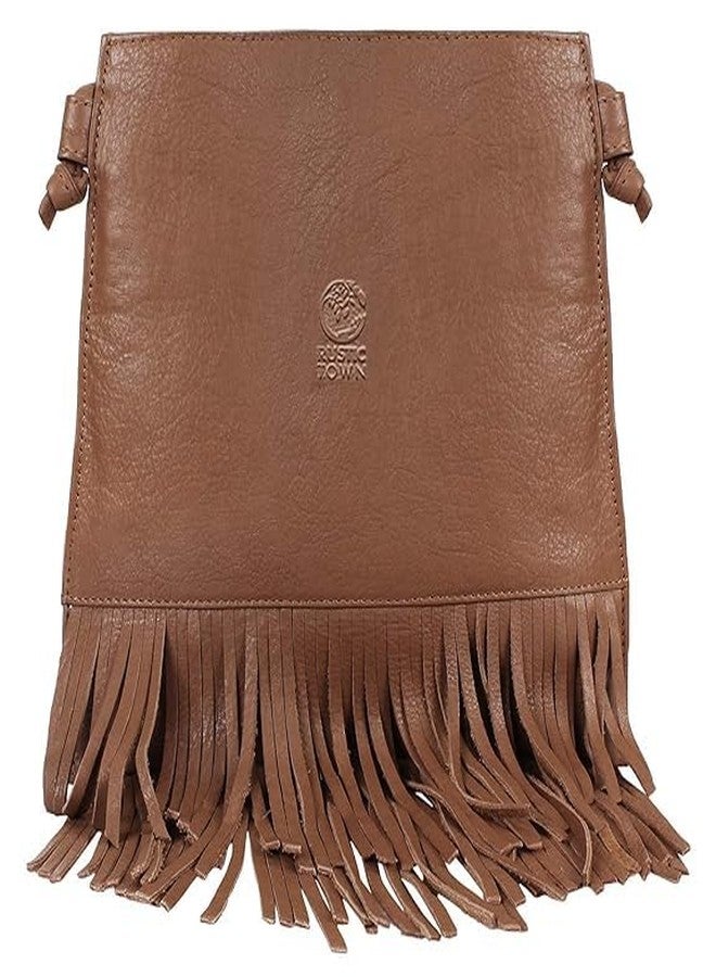 RUSTIC TOWN Full Grain Leather Fringe Shoulder Bag for Women - Latest Trendy Fashion Crossbody Sling Bag for Girls (Brown) - Image 1
