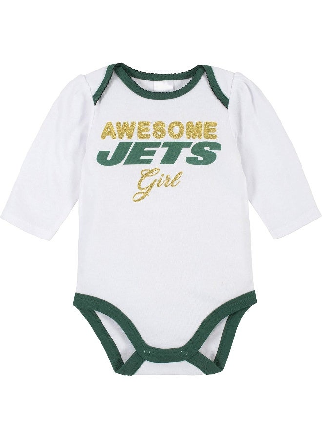 Gerber NFL Baby Girls 3 Pack Bodysuit Footed Pant and Cap Registry Gift Set  - Image 2