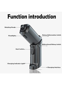 erorex Electric Cordless Screwdriver Set 47 In 1 Diy Tool Rechargeable And Rotatable Power Screw Gun With Built In Led For Furniture Assembly Home Diy Projects دريل كهربائي Black  - Image 3