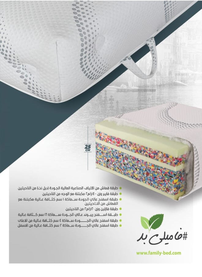 فاميلي بيد - مرتبة لاتينا اسفنج طبي مقاس 24x190 x 115 سم من فاميلي بد - Image 1
