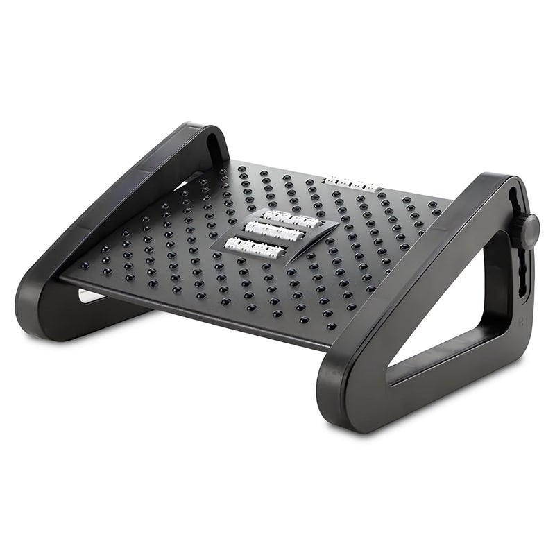 FWQPRA Foot Rest Six Height Adjustable Foot Rest for Under Desk at Work Ergonomic Foot Stool for Under Office Desk Under Desk Footrest with Foot Massage Roller for Leg Rest Black - Image 1