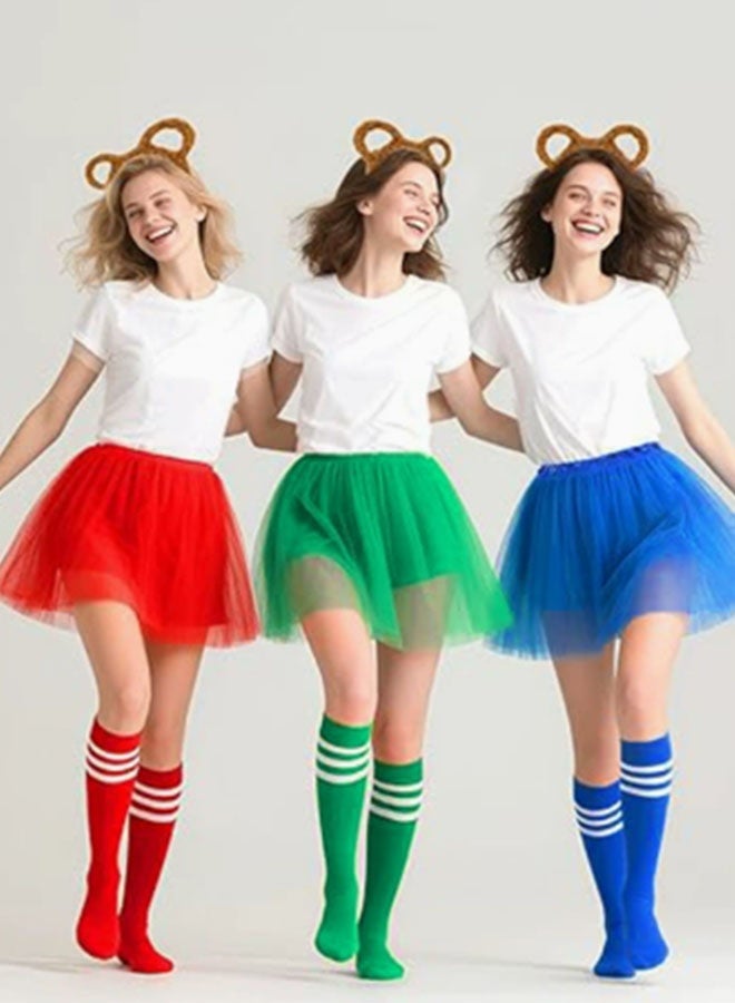 Yolyoo 7-piece Chipmunk Costume Set Includes Chipmunk Ears Headband, Black Round Frame Glasses and Knee High Socks for Teen Adults Halloween Party Animal Costume Accessories - Image 2