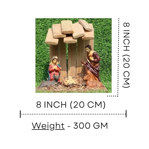 Salvus APP SOLUTIONS Sacred Harmony: Resin 5-Pcs Nativity Set with Wooden Hut - A Timeless Symbol of Christmas Tradition (Multicolor_8x8 Inch) - Image 2