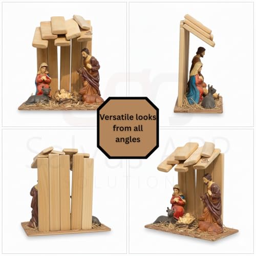 Salvus APP SOLUTIONS Sacred Harmony: Resin 5-Pcs Nativity Set with Wooden Hut - A Timeless Symbol of Christmas Tradition (Multicolor_8x8 Inch) - Image 5