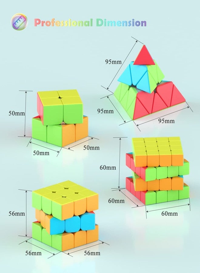 AUTHFORT Peed Cube Set, Stickerless Magic Cube Set Of 2X2X2 3X3X3 4X4X4 & Pyramid Frosted Puzzle Cube (Combo Of 2-3-4- Pyramidcube), Kid - Image 2