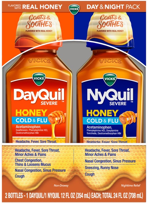 DayQuil And NyQuil Cold And Flu Acetaminophen, 2 X 12 Fl.oz