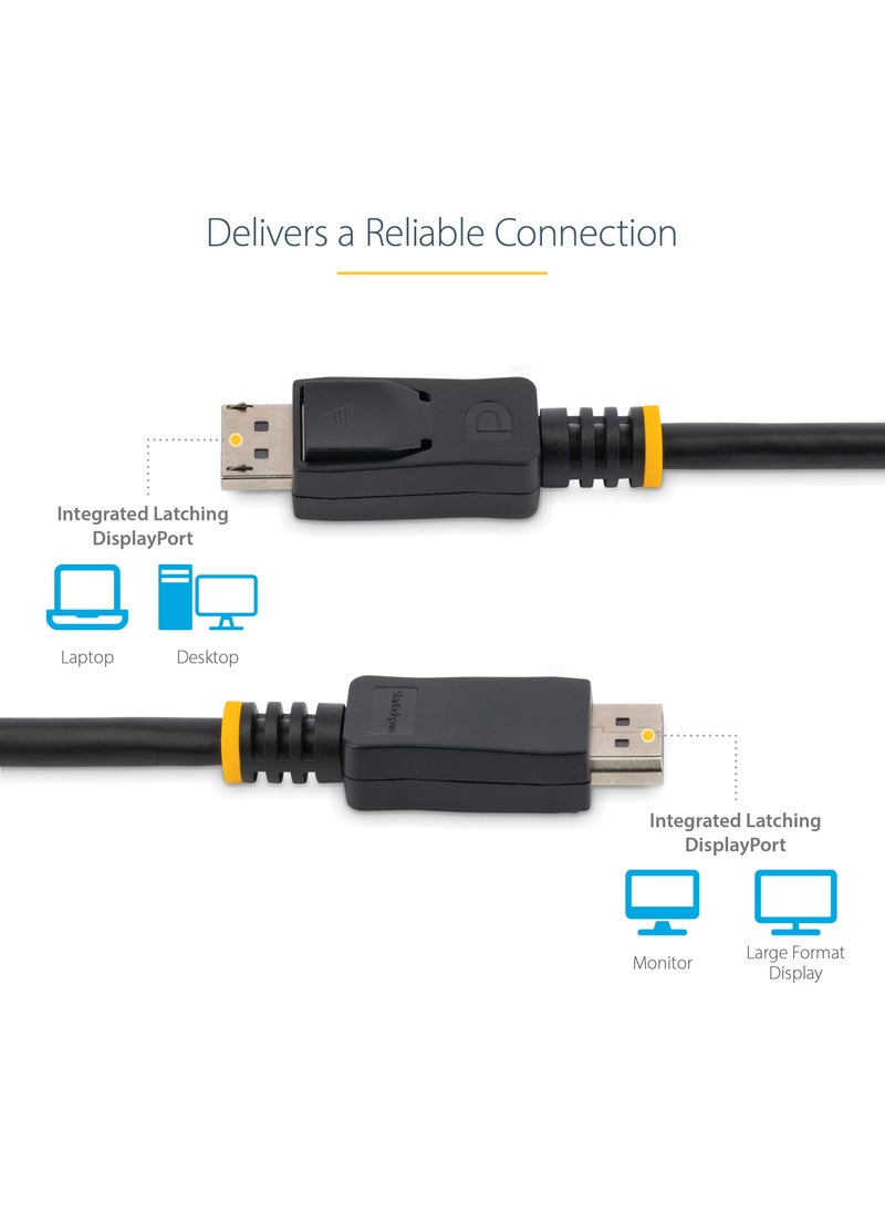 Startech.com StarTech.com 15 ft DisplayPort 1.2 Cable with Latches - 4K x 2K (4096 x 2160) @ 60Hz - DPCP & HDCP - Male to Male DP Video Monitor Cable (DISPLPORT15L), Black  - Image 5