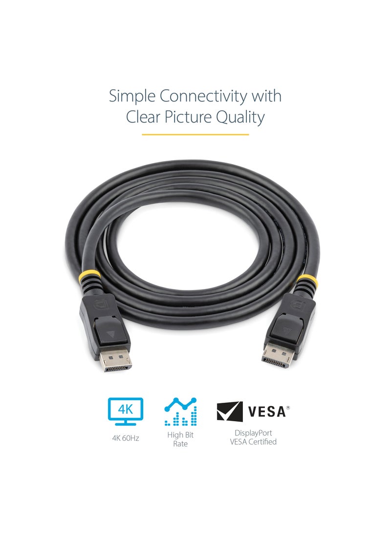 Startech.com StarTech.com 15 ft DisplayPort 1.2 Cable with Latches - 4K x 2K (4096 x 2160) @ 60Hz - DPCP & HDCP - Male to Male DP Video Monitor Cable (DISPLPORT15L), Black  - Image 3