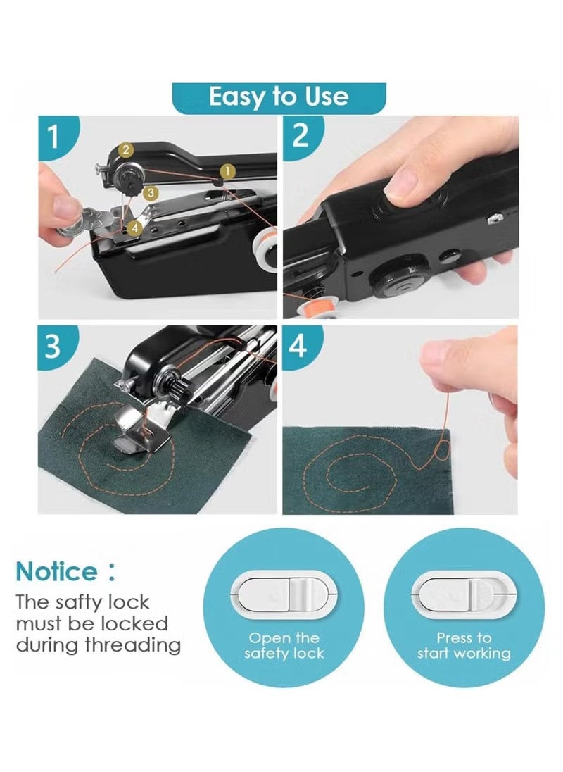 Arabest - Handheld Sewing Machine, Mini Sewing Machine Handheld for Adults Quick Stitching, Portable Sewing Machine with Sewing Kits for Clothes, Jeans, DIY, Home, Travel (White) - Image 1